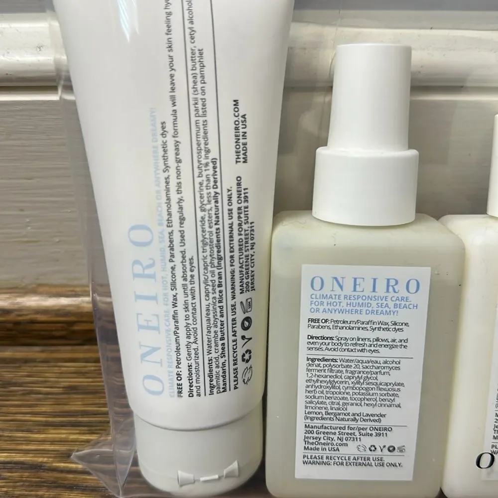 Brand New Oneiro Hair & Body Travel Set w/ Clear Travel Pouch